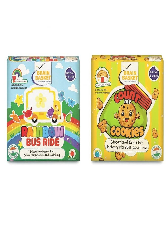 BRAIN BASKET Educational Puzzle Combo - Count My Cookies & Rainbow Bus Ride | Wooden Memory & Learning Toys for Kids (2-8 Years)| Puzzle & Scrabble Game for Kids - Image 1